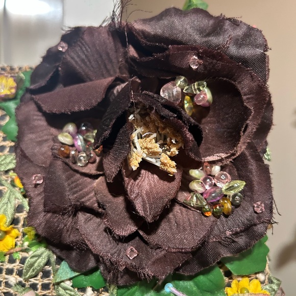 Mary Frances Beaded Charm purse embroidered flowers bohemian hippie used - Picture 8 of 10